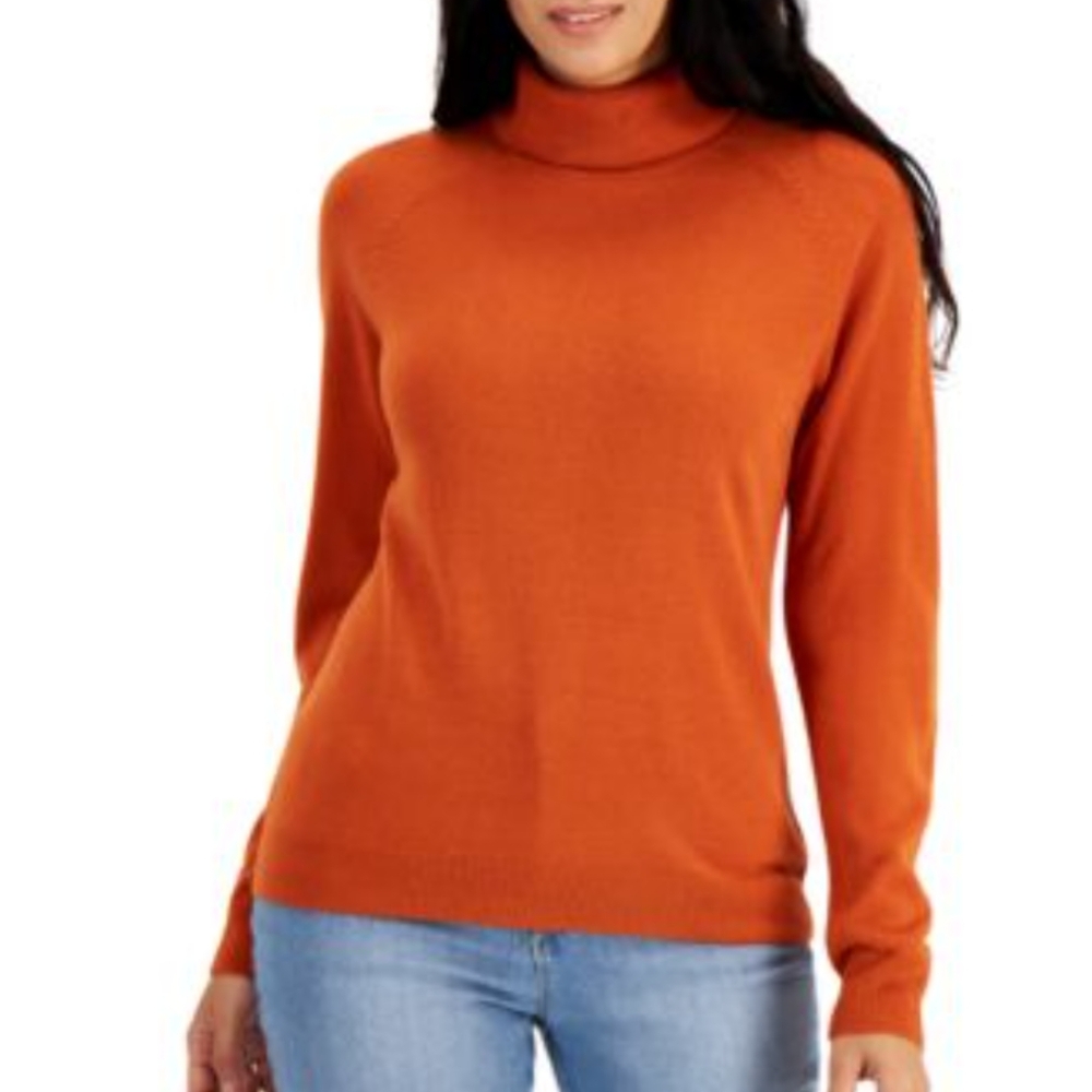 Karen Scott Luxsoft Red Ochre Acrylic Turtleneck Sweater Size Medium